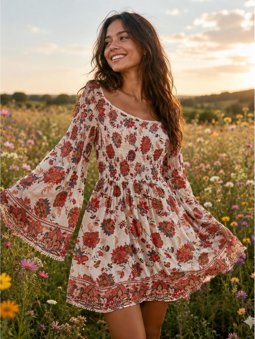 Floral off shoulder dress